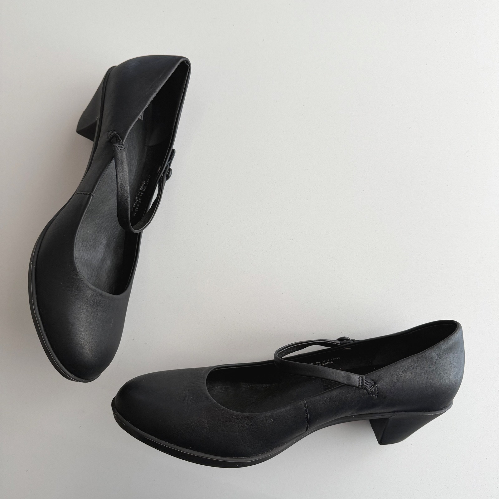 Camper Euc Helena Bajo Almond Toe Mary Jane Black Comfort Heel Shoe Eu 37 Us 7 — image 2 of 7